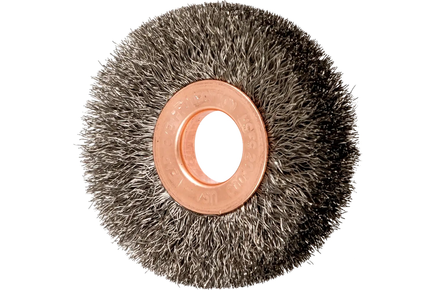 Picture of Pferd Tube Center Wire Wheel Brush 2" Dia. .006 Stainless Steel 1/2-3/8" Arbor